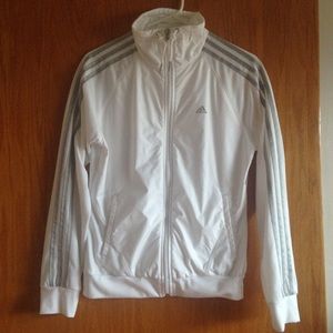 Adidas Womens small climalite Jacket white gray